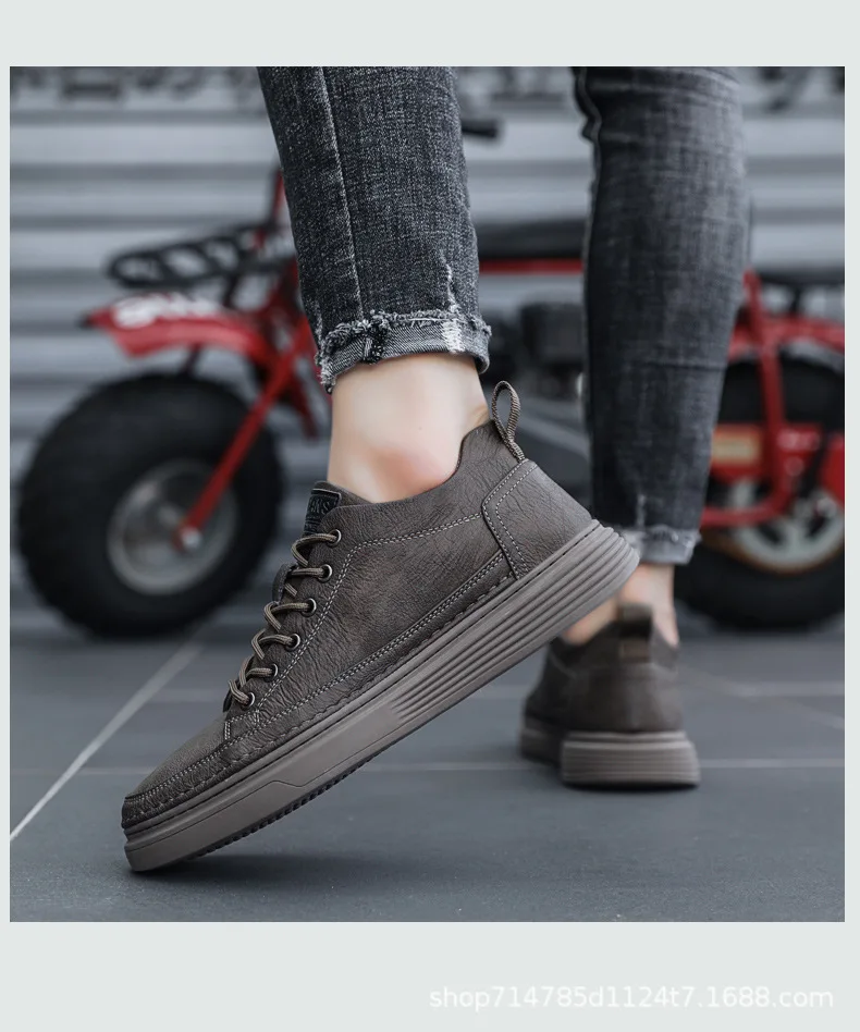 Men\'s Shoes Spring Summer Men\'s Casual Leather Shoes Waterproof Flat Shoes Antiskid Wear-resistant Barber Shoes