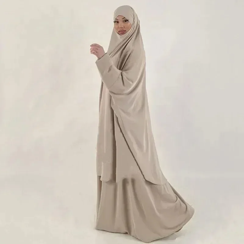 

Hooded Abaya Long Khimar 2 Piece Set Abayas for Women Muslim Prayer Clothes Hijab Dress Ramadan Gowns Dubai Islamic Jilbab Niqab