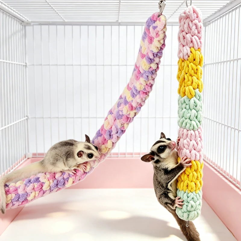 Sugar Glider Bed Climbing Ropes Toys Hanging Hammock Swing Cage Accessories for Mouse Hamster Sugar Glider Rat Squirrel Bird