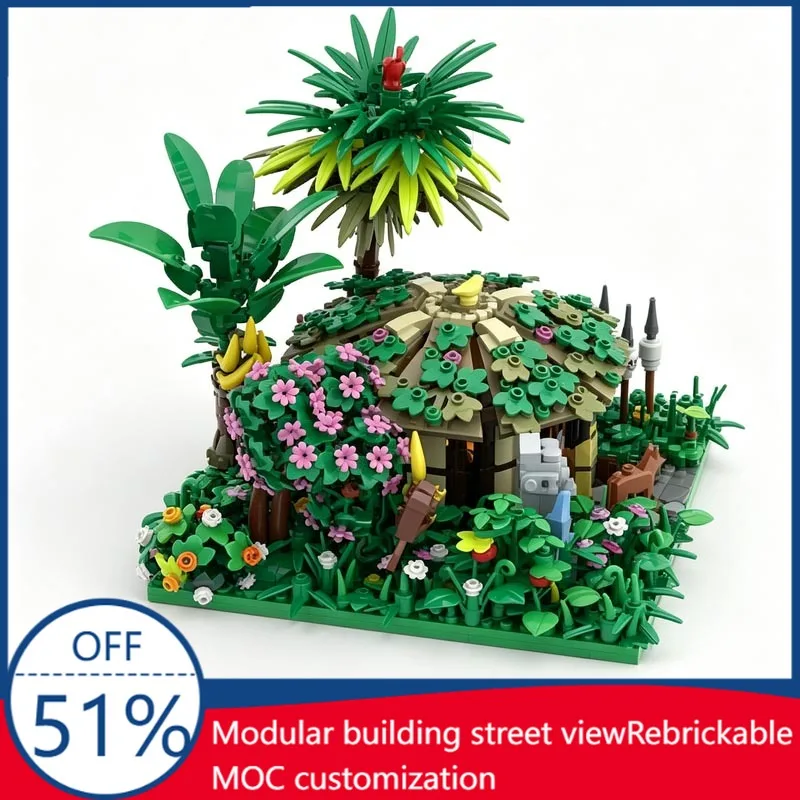 

1090PCS The Chief's Dwelling Emerald Islands Village Diorama MOC Model Building Blocks DIY Assembly Educational Christmas Gift