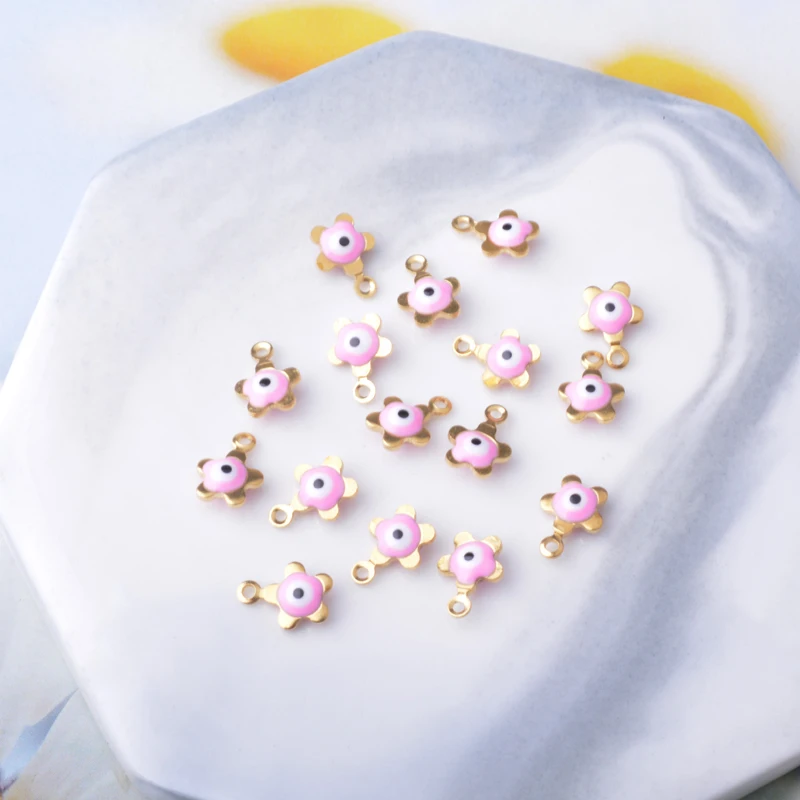 30 Stück beidseitig emaillierte Pflaumenblüten-Anhänger, Mini-Augen-Anhänger für die Schmuckherstellung, Ohrringe, Halsketten, Armbänder – Detail 6
