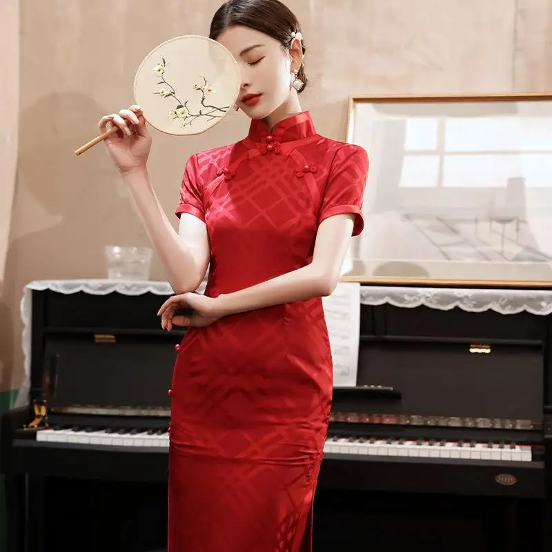 Modernes, schmal geschnittenes, langes Qipao für junge Mädchen von Dr. ort Sve, verbesserte Version, Alltagskleidung, Sommer, neue Sle-Polyesterfaser