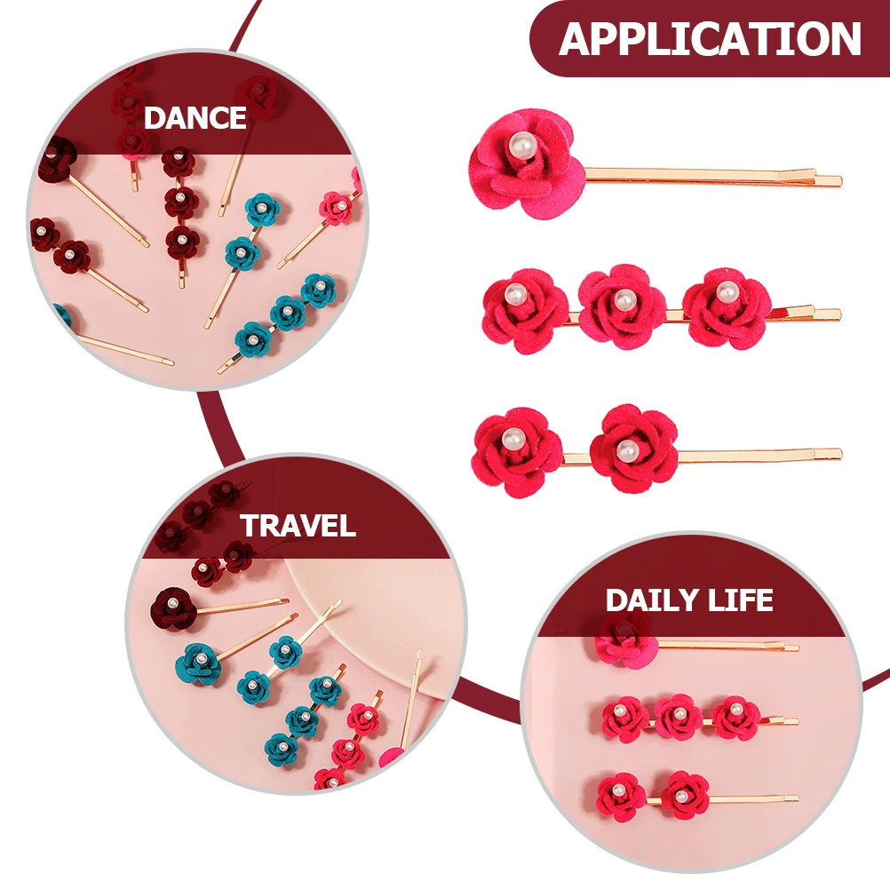 

3pcs Rose Hair Clip Decorations for Women Pearl Silk Flower Girls Accessories Wedding Beach Prom Party Hair Barrettes