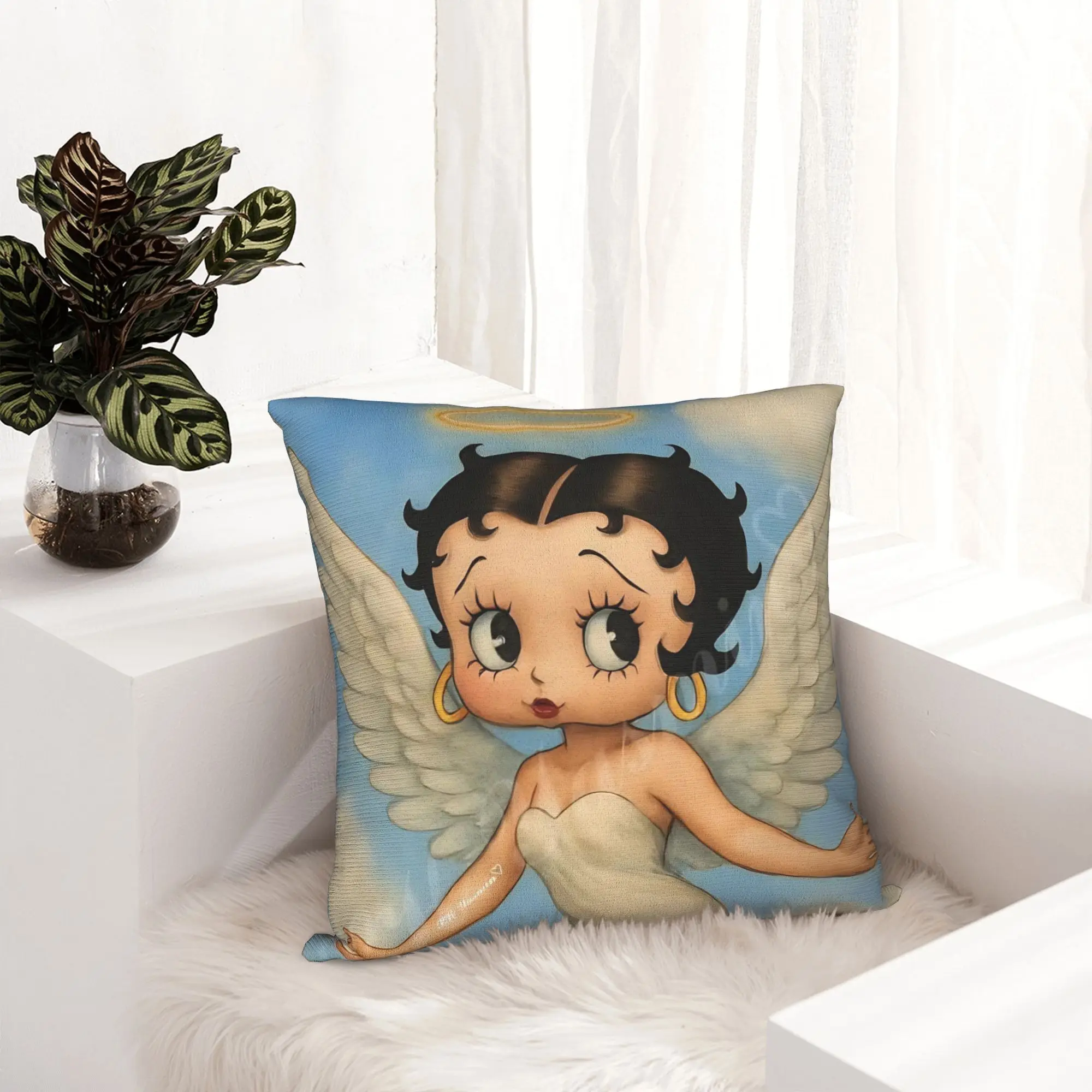 Anime B-Betty BoopS Pillowcase Printing Polyester Cushion Cover Gift Cartoon Pillow Case Cover Living Room Square 45X45cm