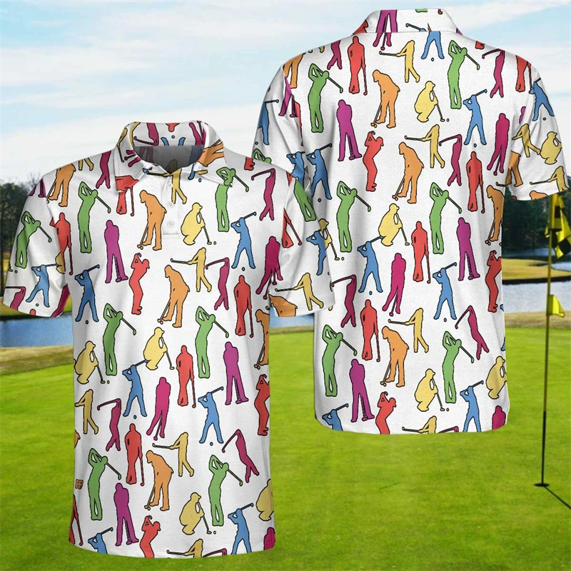 Harajuku Short Sleeve Men's Polo Shirts GOLF 3d Print Lapel Buttons Man Top High Quality Oversized Male Shirt Casual Clothing