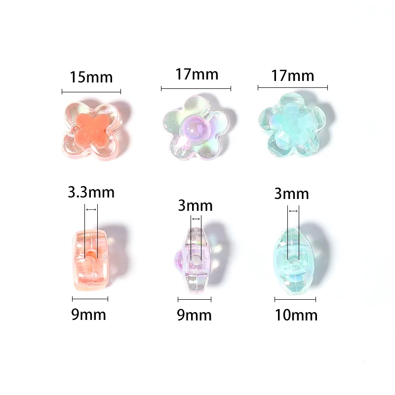 50Pcs 15mm Mix Cross Spacer Beads Acrylic Flower Beads For Jewelry Making Diy Bracelet Necklace Earrings Handicrafts Accessories