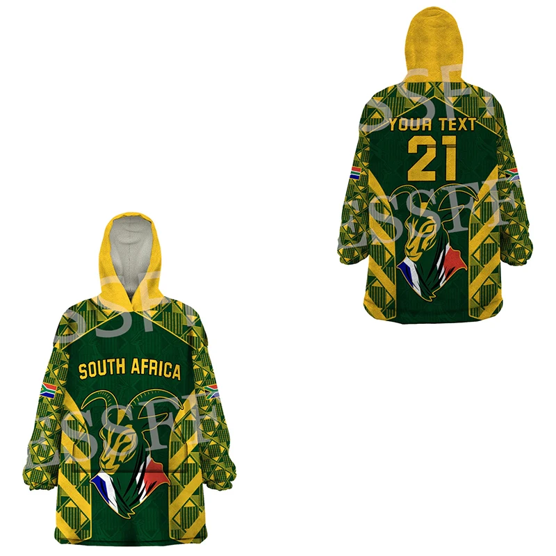 

Custom Name Africa Country South Africa Flag Tattoo Vintage 3DPrint Harajuku Winter Pullover Wearable Blanket Hoodies Overcoat X