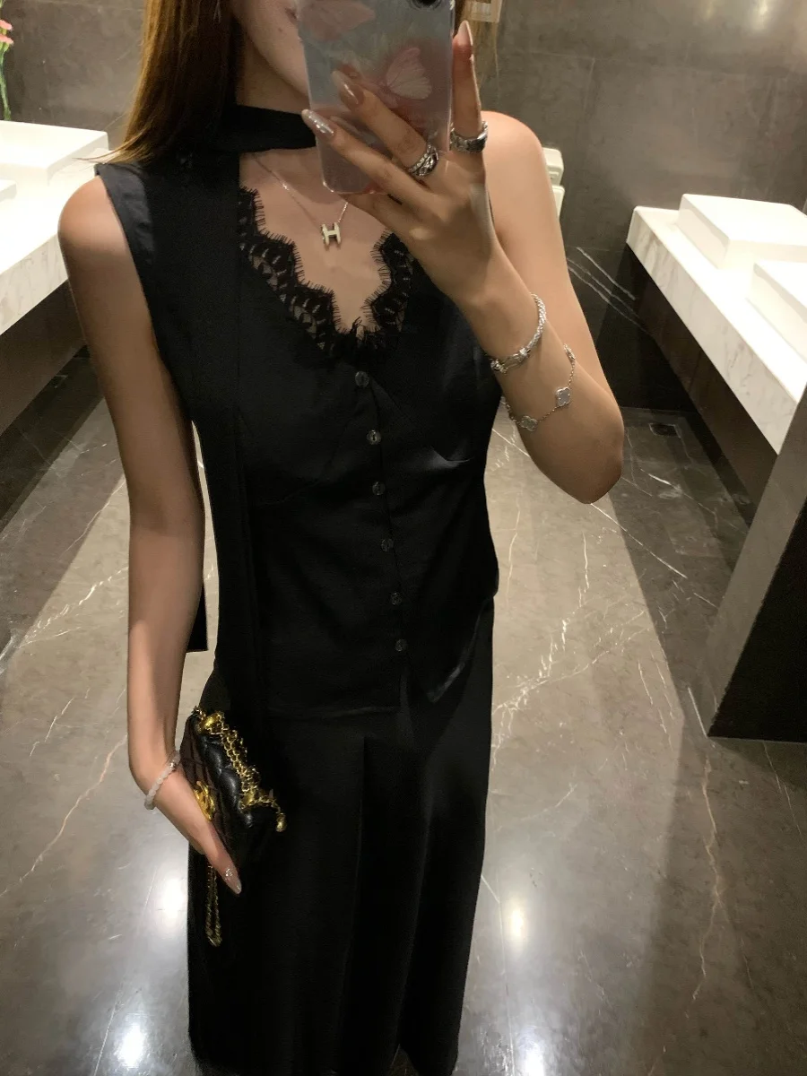 

Новая летняя женская модная юбка из полиэфирного волокна с атласной кружевной отделкой, тонкая модель