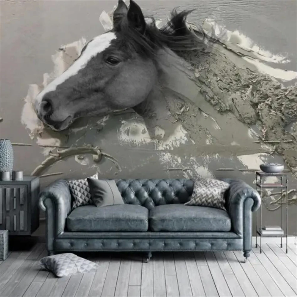 Custom Mural wallpaper for bedroom Relief abstract horse Photo Wallpapers for Living Room wall papers home decor wall stickers