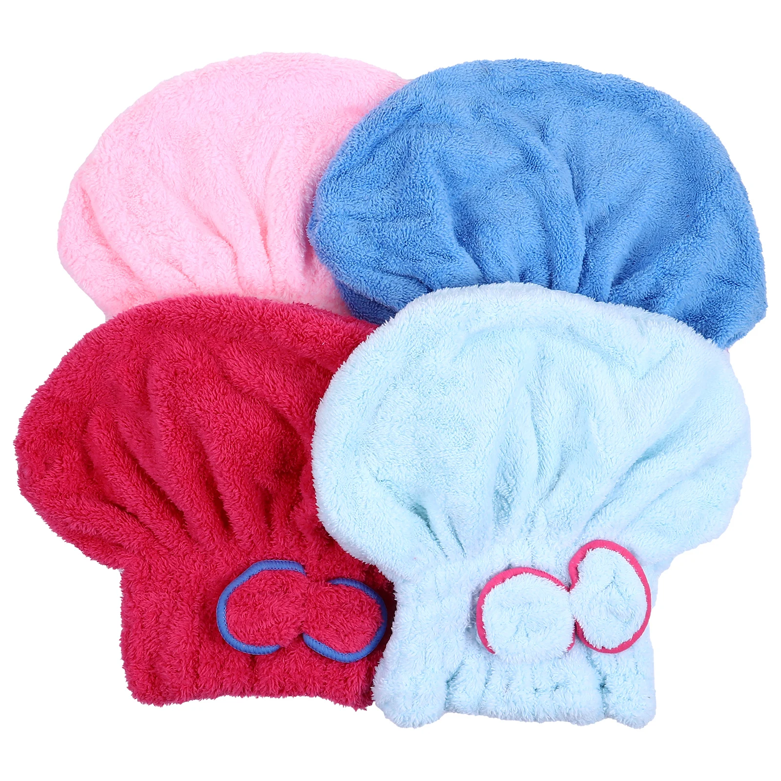 

4Pcs Microfiber Hair Dry Cap Lightweight Fast Drying Wrap Towel Shower Gym Travel Beach Sports Yoga Camping Home Hotel Pool
