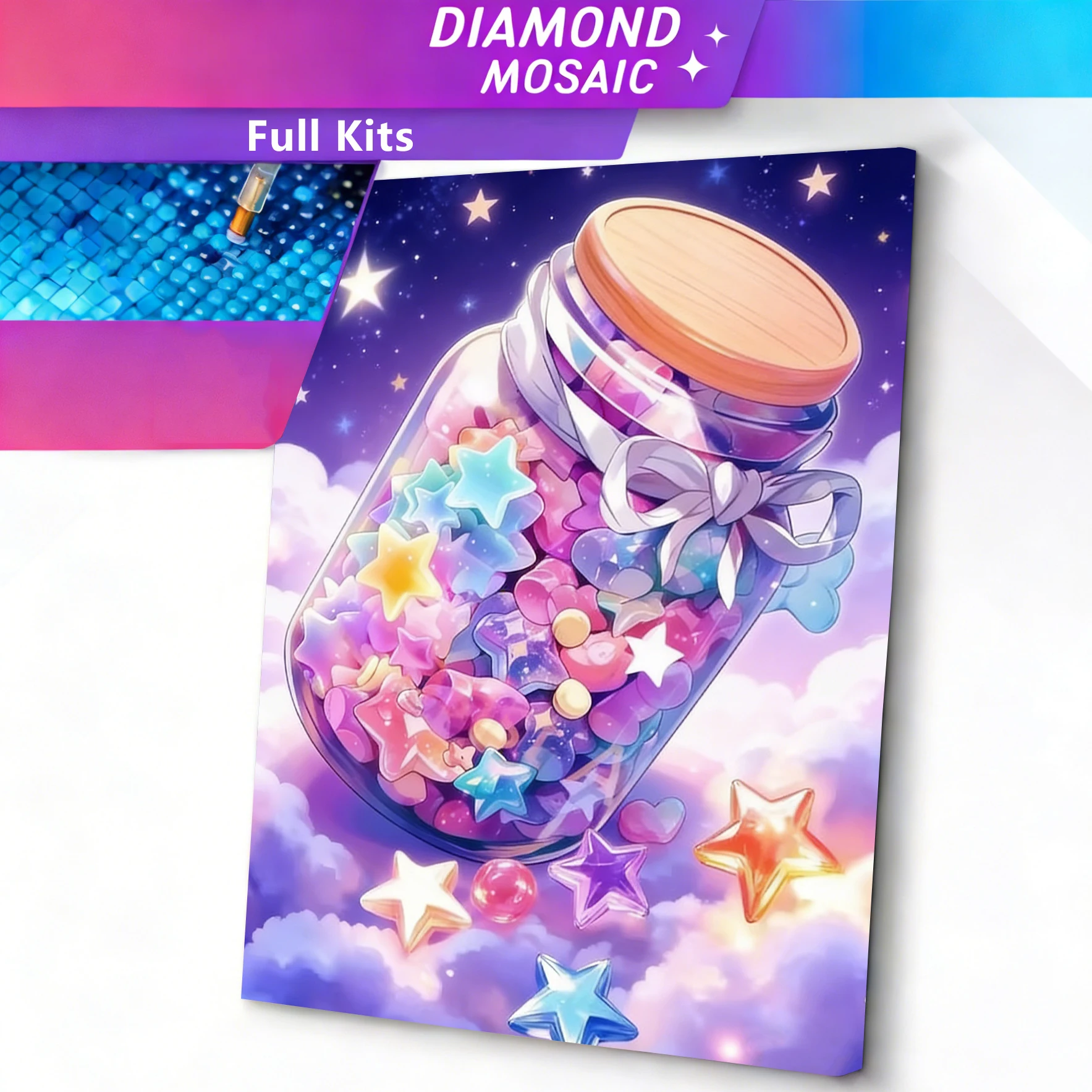 AZQSD DIY Diamant-Mosaik-Set: Fantasie-Landschaft, Süßigkeiten-Dessert, Sternenhimmel – Vollflächiges Strassbild