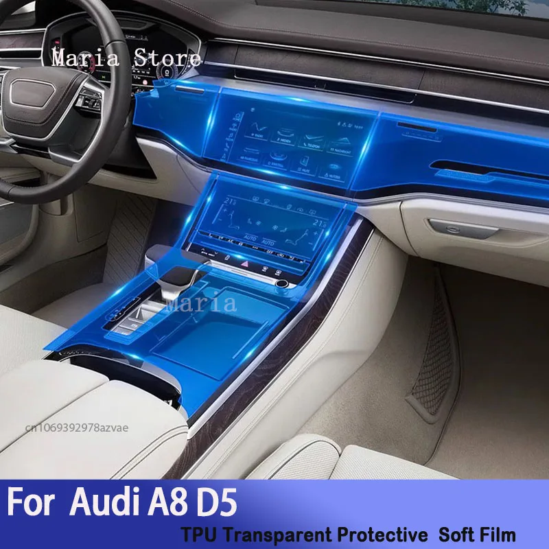 

For Audi A8 D5 (2018-2021) Car Interior Center Console Transparent TPU Protective Film Anti-scratch Accessories Repair Sticker