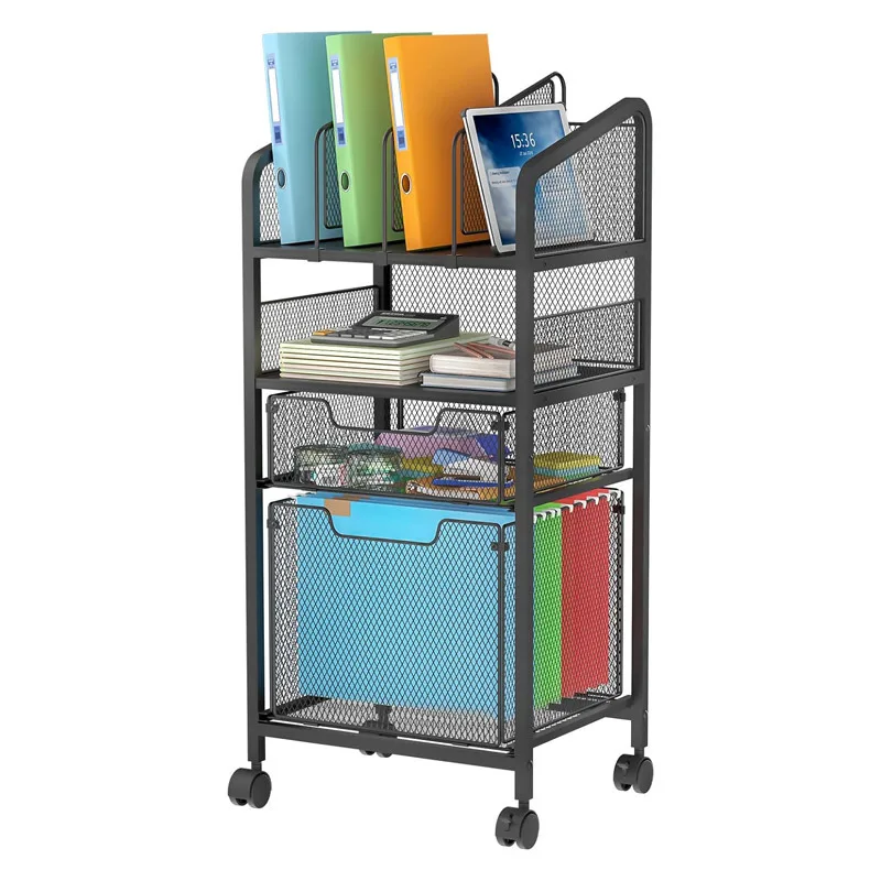 

Removable wrought iron multi-layer rack trolley office document storage rack floor snack trolley
