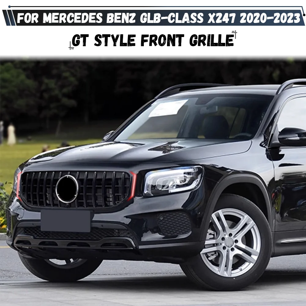 

Front Bumper Kidney Grill GT Style Silver Black Grille For Mercedes Benz GLB-Class X247 2020-2023 GLB180 GLB200 GLB250