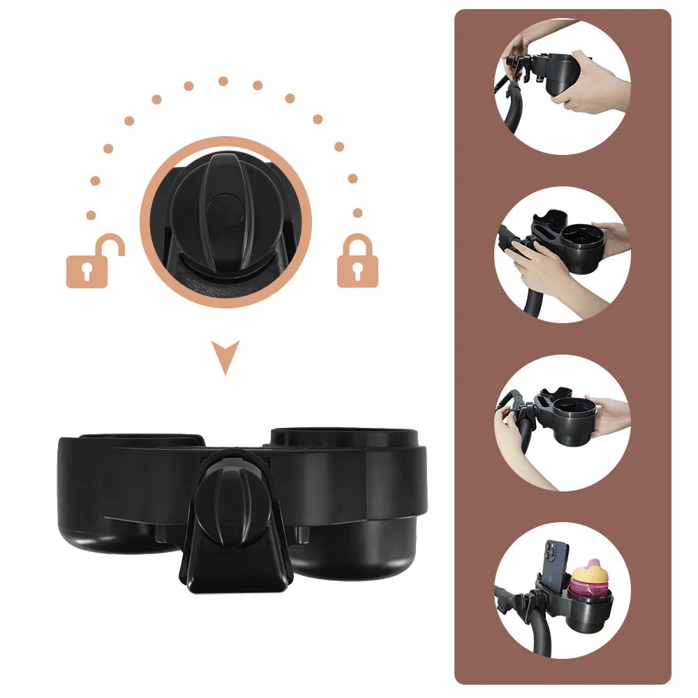 2-in-1 Stroller Snack Tray with Cup Holder, Features Non-Slip Surface & One-Button Release for Most Strollers