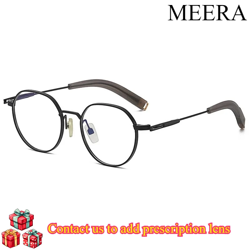 Fashionable Men's and Women's Adult Titanium Eyeglass Frames with Vintage Style Round Lenses Wide Rims and Optical Features