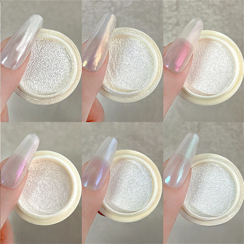 

Dreamy Charm White Magic Mirror Powder Moonlight Shiny Pearlescent Aurora Glitter Powder Nail Art Decorations Manicure Wholesale
