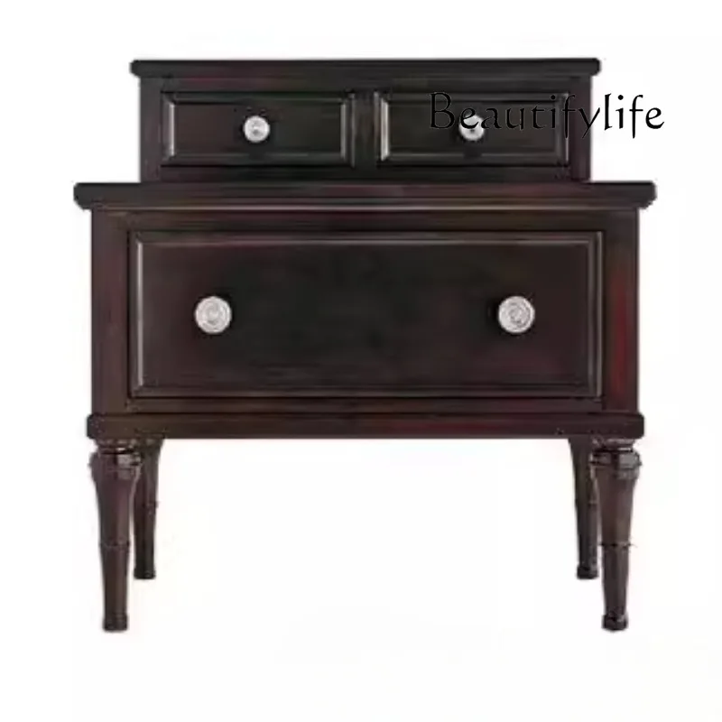 

American rural light luxury bedside table, imported walnut + cherry wood flakes