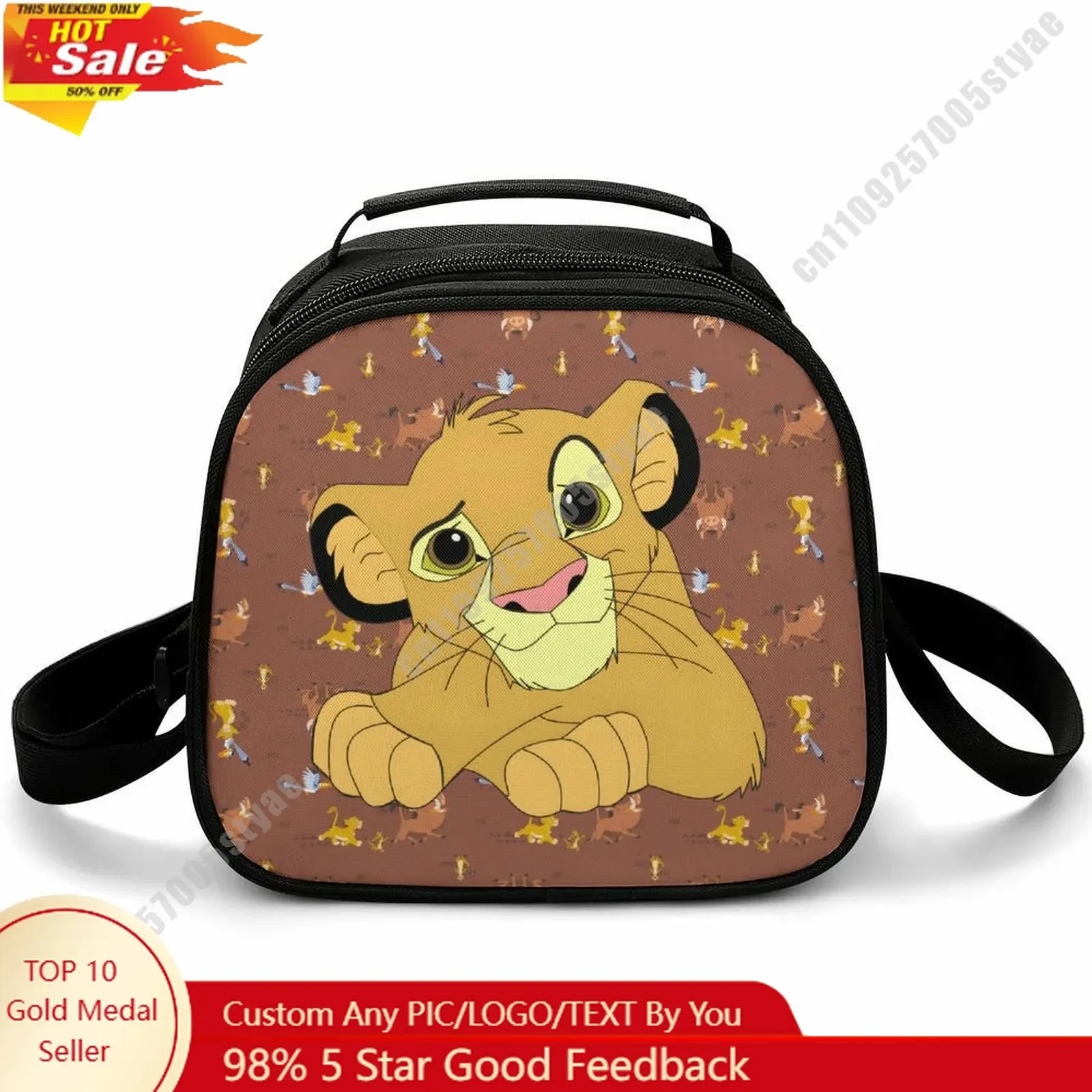 

Simba Lunch Bag Disney Animal Patterns Bento Bag Customizable Name Photo Logo Lunchbox Essential Picnic Bag