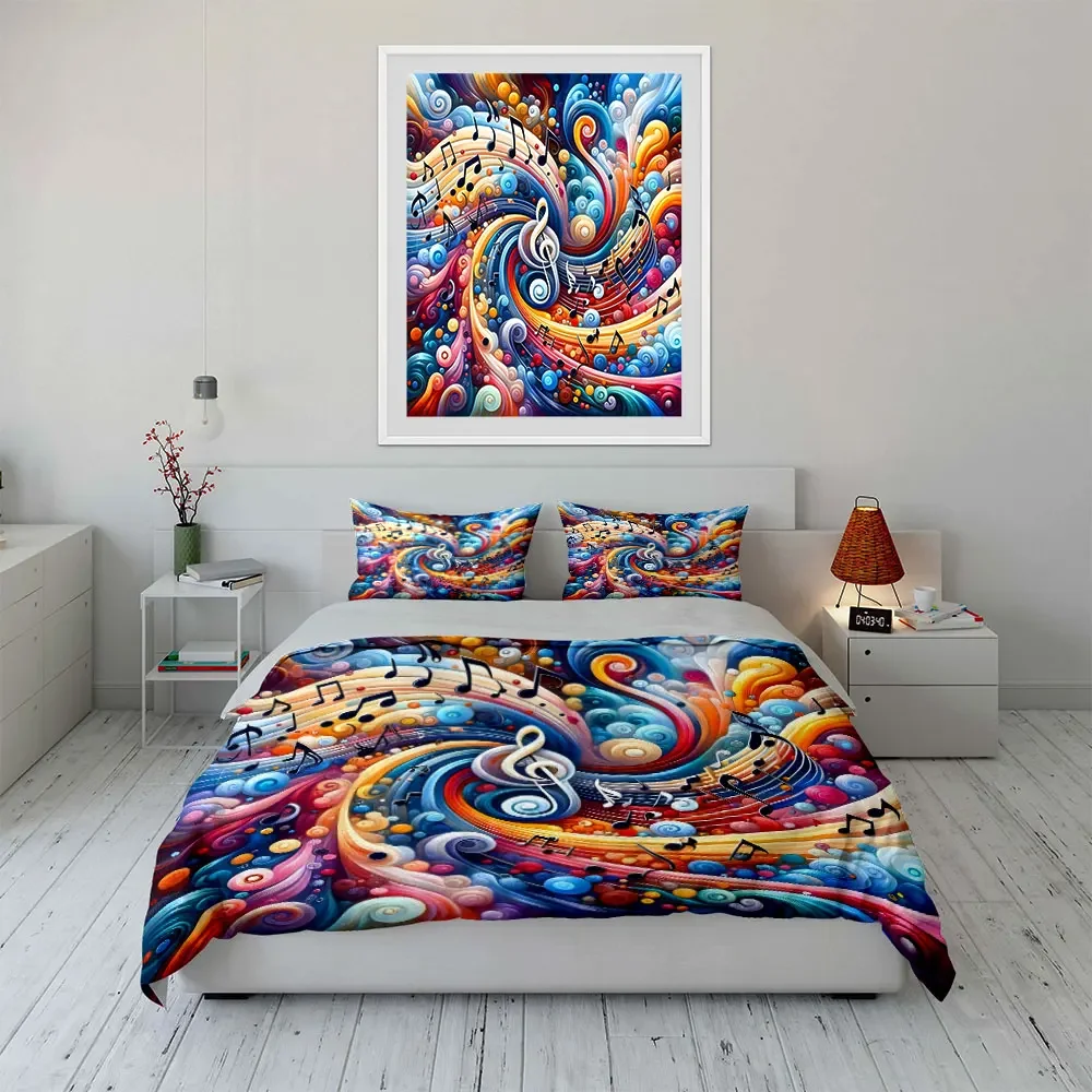 

Music-Themed Abstract Art Set Multiple sizes kid's and adults' bedroom Exquisite 3PC bedding set, gift