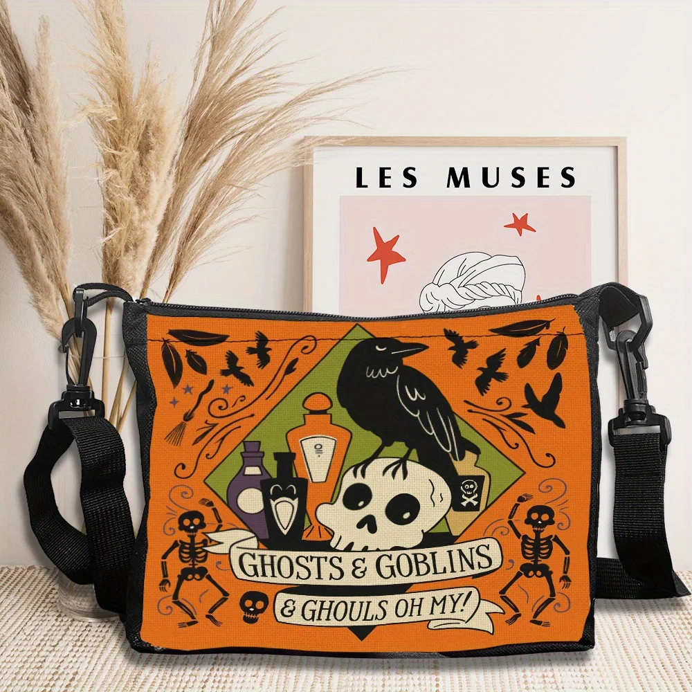 

Halloween One-shoulder Cloth Bag with Adjustable Shoulder Strap， Outdoor Leisure Travel Cross-shoulder Bag,for Daily Use