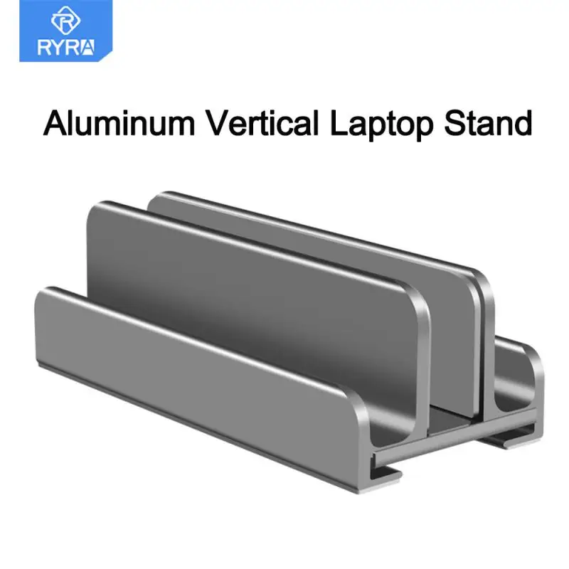 RYRA Aluminum Vertical Laptop Stand Holder Adjustable Desktop Notebook Dock Space-Saving 3 In 1 Storage Holder Support Macbook