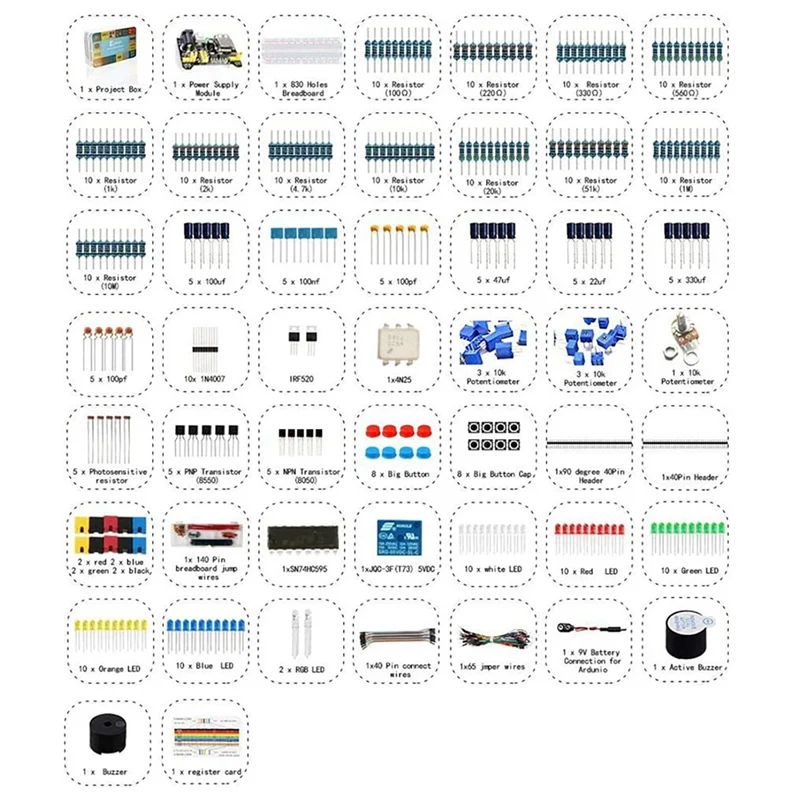 Elettronica componenti di base Starter Kit con linea di pane 140 in scatola