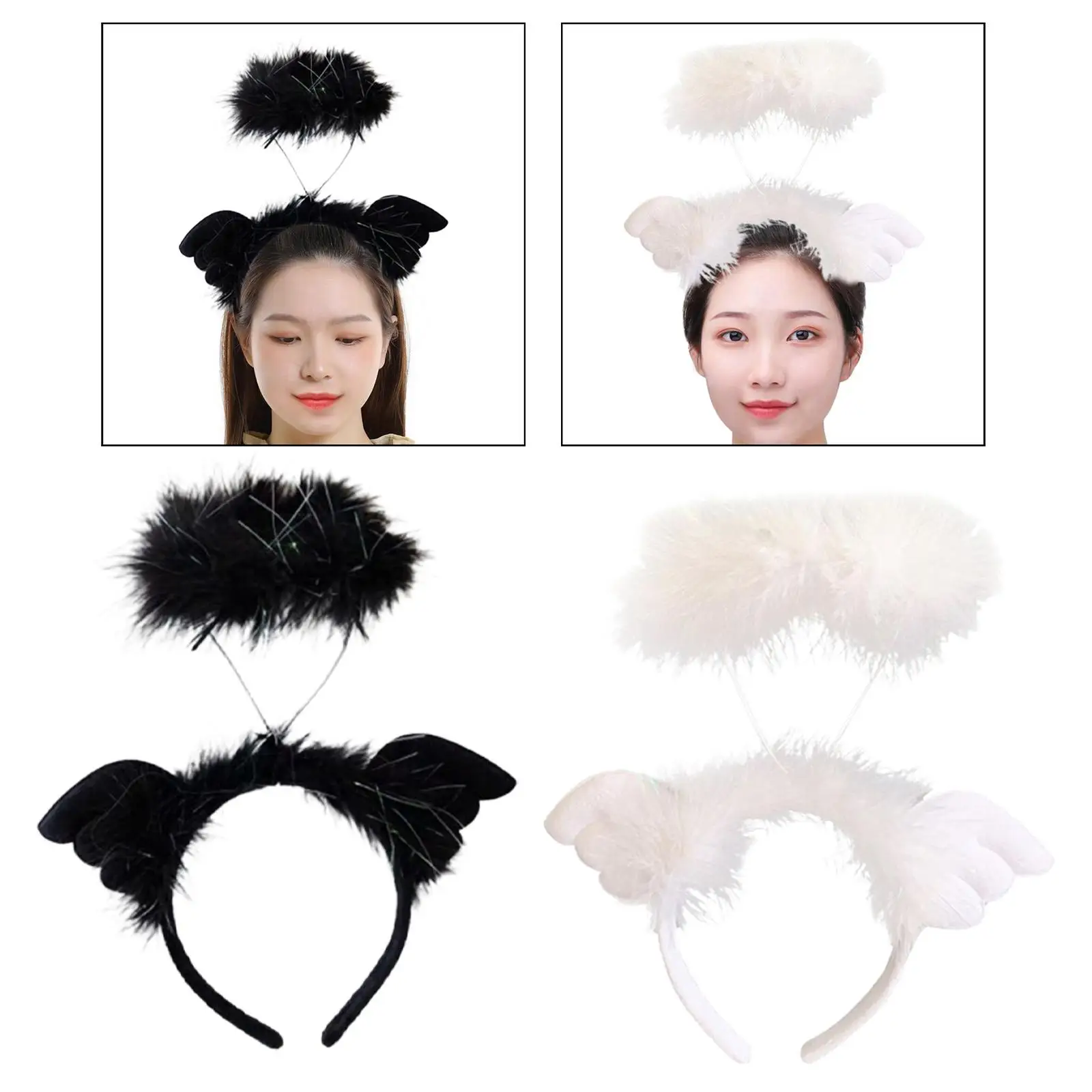 Angel Wing Headband with Light Photo Props Halloween Headdress for Stage Performances Carnival Masquerade Birthday Halloween