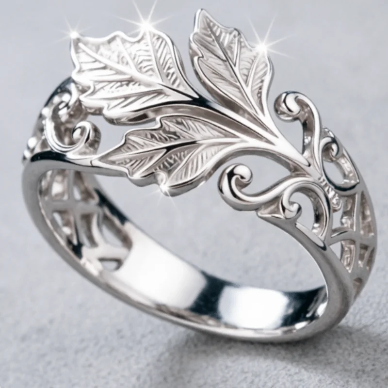 Fashionable Minimalist Maple Leaf Ring Suitable Daily Wear Jewelry Gifts Leisure Special Occasions Suitable Both Men and Women