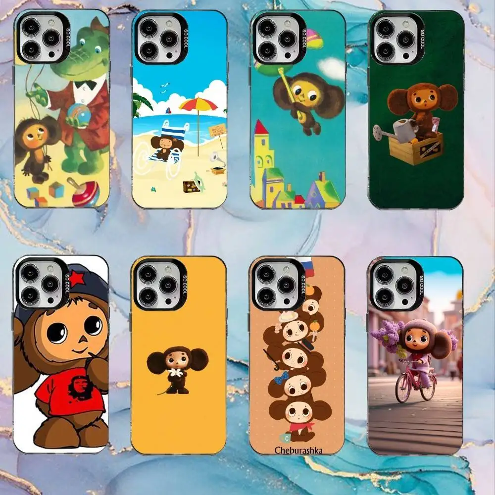 

Russia Cute C-Cheburashkas Phone Case For iPhone17,16,15,14,13,12,11 Plus,Pro Max Black Candy Matte Shockproof Cover