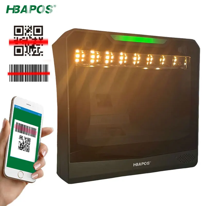 hbapos hands barcode scanner 1d 2d ticketing qr reader leitor omnidirecional com fio usb plataforma desktop 13 mega pixels 01