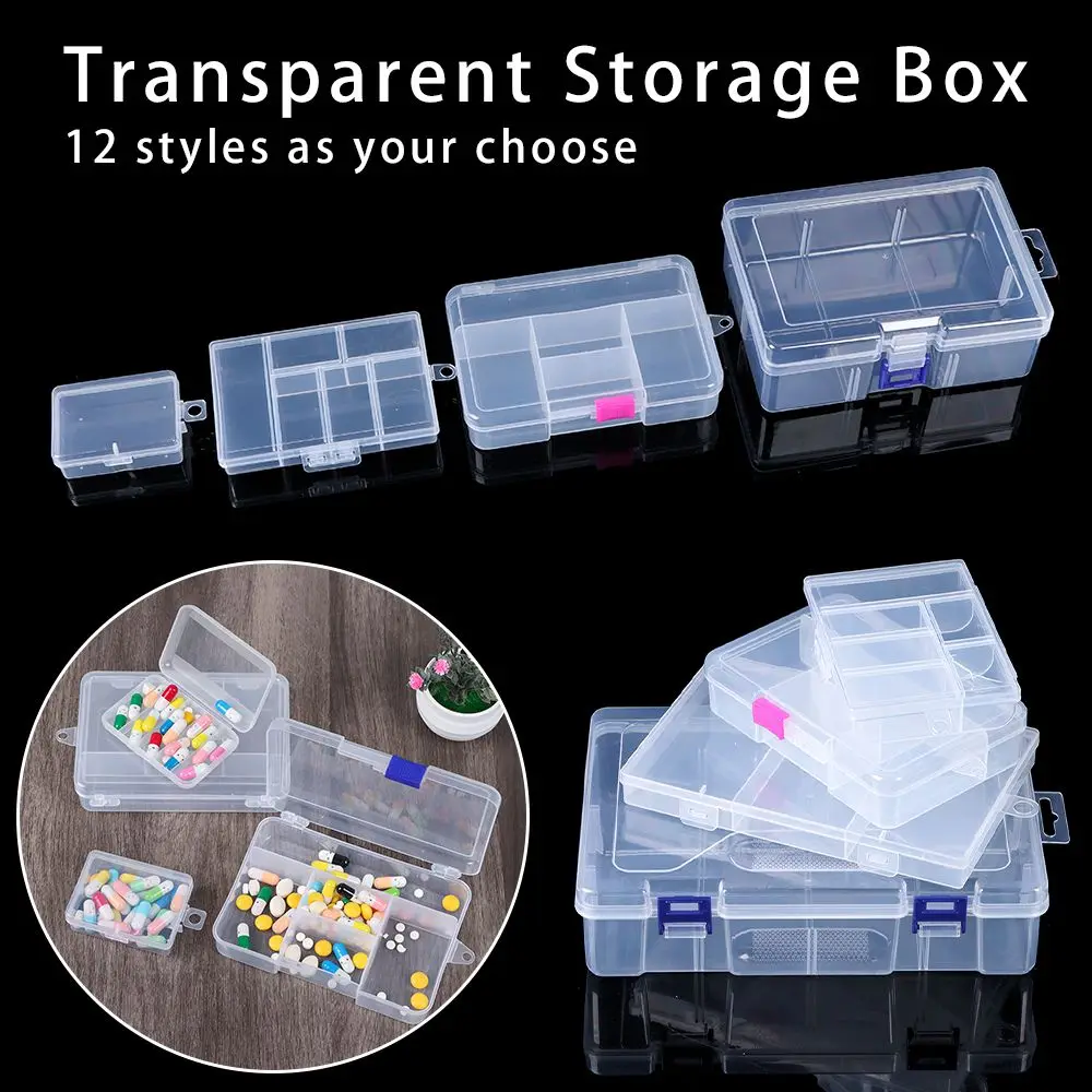 Square Clear Home Organization Plastic Jewelry Diamond Container Storage Box Pill Storage Supply Craft Bead Holder