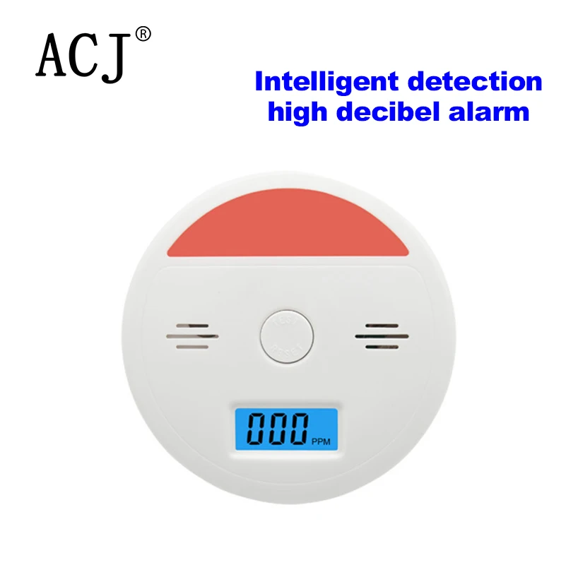 

ACJ LCD Digital Screen Stand Alone Carbon Monoxide Detector Warning Test CO Fire Smoke Leak Sensor for Home Hotel Office