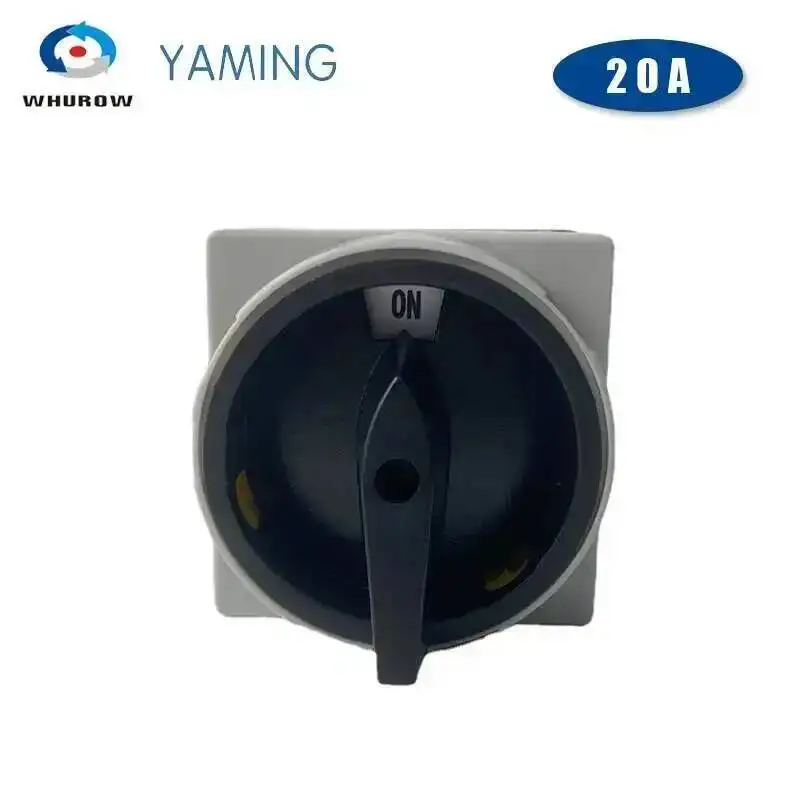 Interruptor Rotativo de Leva con Candado de 660V 20A, Placa Grande, Posición OFF-ON, 2 Posiciones, 4 Polos, 8 Terminales, Selector Principal, Parada