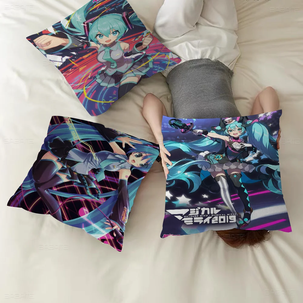 H-Hatsunes M-Miku Cushion Cover Pillow Cover Decor Pillowcase Printed Cushion Case For Couch