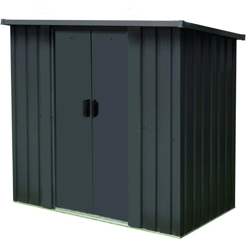 

Rust Resistant Galvanized Steel Compact Shed for Patio with Anchors and 2 Sliding Doors, 52 Cu.Ft. Capacity