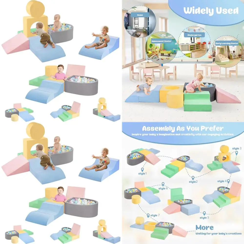 Kletterblöcke aus weichem Schaumstoff für den Innenbereich für Kleinkinder, 6-teiliges Spielset mit Bällebad, ideal für 1–3 Jahre alte Kinder (Bälle nicht im Lieferumfang enthalten)