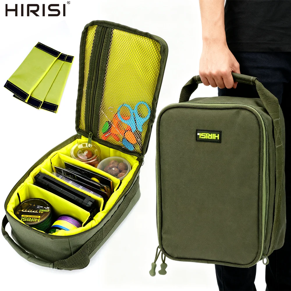 Hirisi w125 bolsa de equipamento de pesca de carpa, à prova d'água, durável, tecido oxford, portátil, bolsa de equipamento de pesca com 3 bolsos de armazenamento ajustáveis