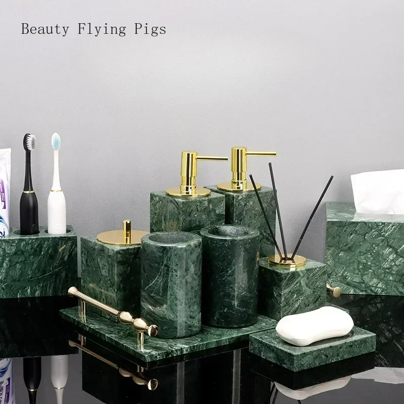 Naturally Marble European Light Luxury  Wash Articles Bathroom Tray Bathroom Accessories Tissue Box Mouthwash Cup Articles