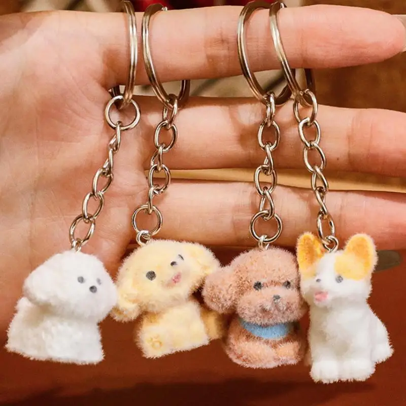 1/4Pcs Fetching Pet Phone Lanyard Plushy Poodle Phone Chain Keychain Sweet Animal Key Pendant Rucksack Charm Romantic Gifts
