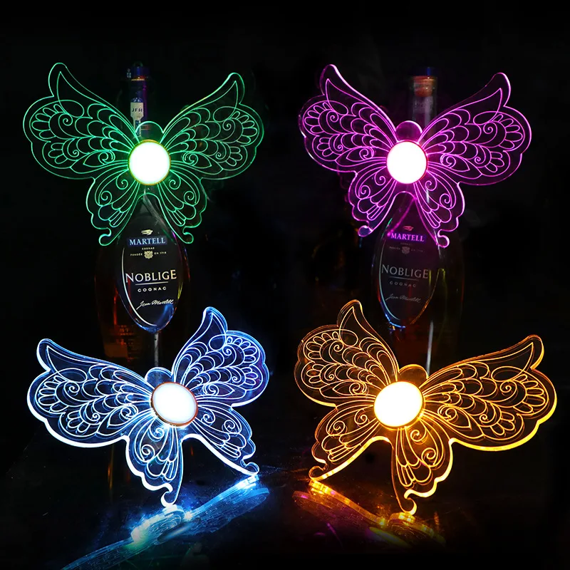 

Customized LED luminous flower butterfly bursting champagne head colorful flash stick bar KTV wine atmosphere cheering props