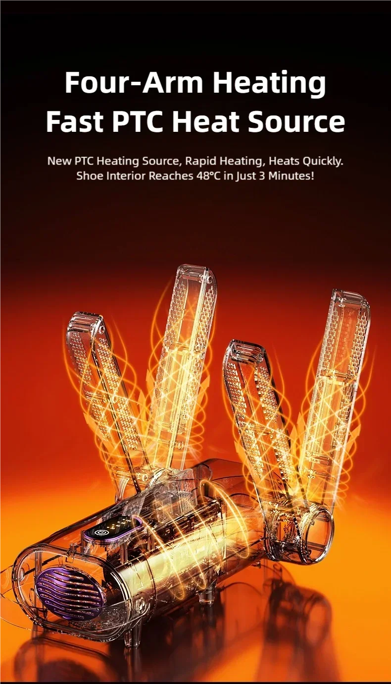 TINSOL Vierarmiger Schuhtrockner mit Duft 48 ° C Intelligente UV-Licht-Sterilisation und Desodorierung mit konstanter Temperatur – Detail 11