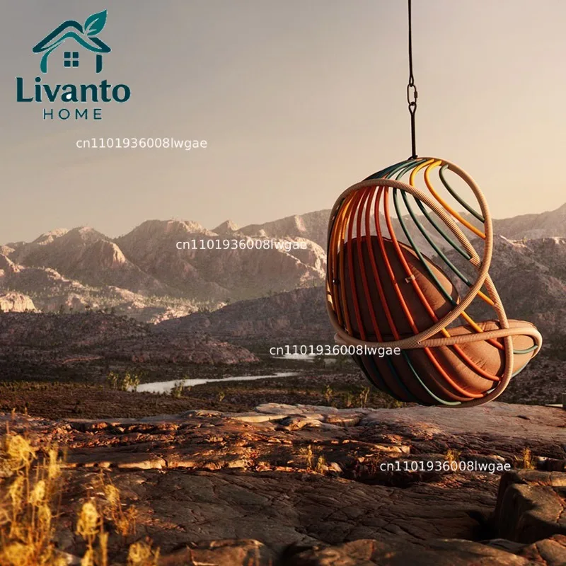 

Rattan Wicker Egg Shaped Hanging Cane Swing Chair Fashion Hanging Swing Chair