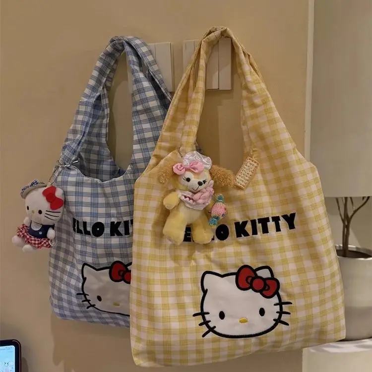 

Hello Kitty Cute Shoulder Bag Large Capacity Tote Cartoon Canvas Shopping Bag for Girls