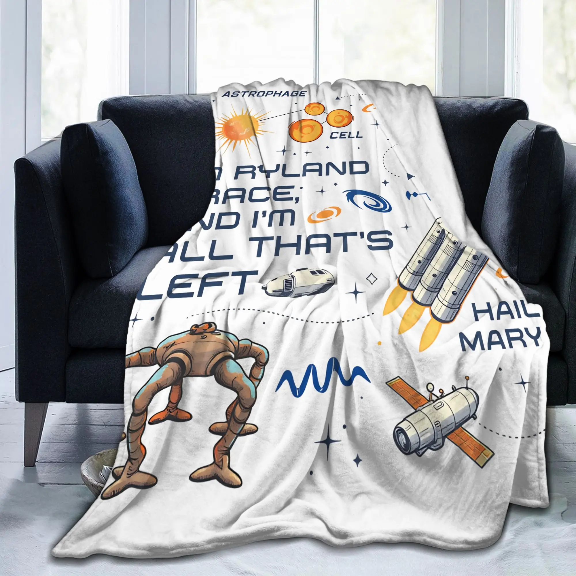 Project Hail Mary Sci Fi Book Blanket Space Astrophage Fuzzy Awesome Warm Throw Blanket for Bedding Lounge Textile Decor Car
