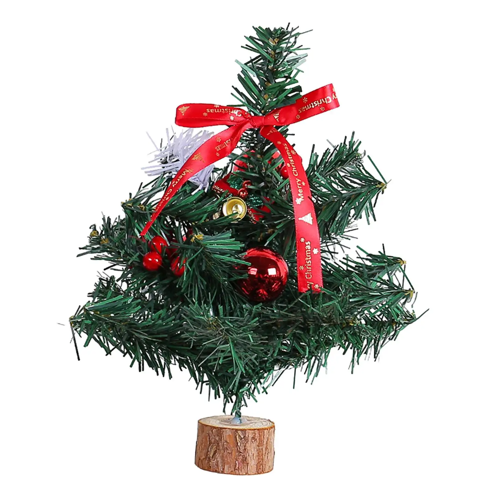 Miniárboles de Navidad de mesa, adorno navideño con base de madera, pequeño árbol de Navidad artificial para oficina, chimenea, estante