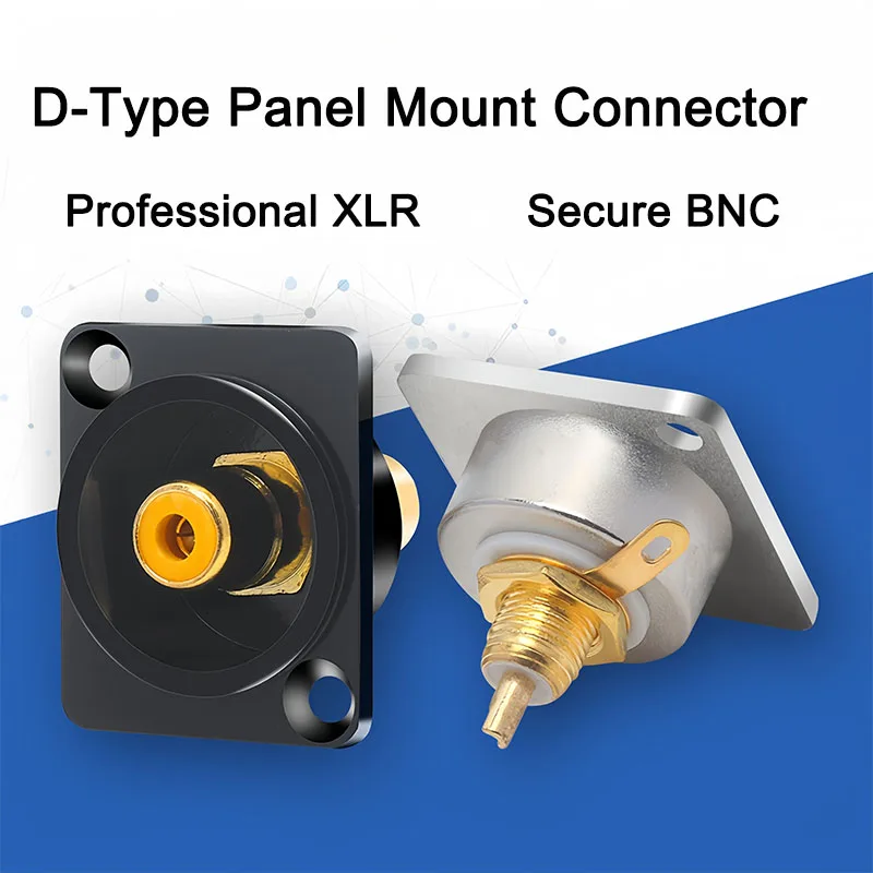 

D-Type Panel Mount Connectors Kit, XLR RCA BNC Audio & Signal Jacks, For Pro Audio Broadcast Industrial Equipment