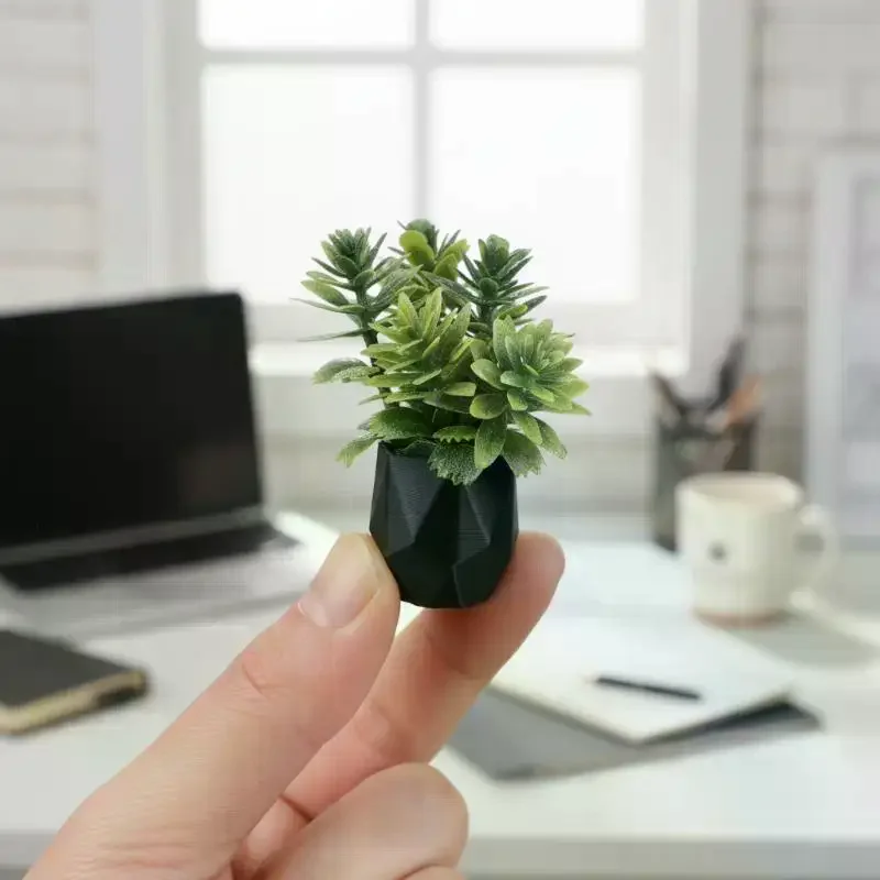 Miniature Potted Plant Ornament 1:12 Scale, Dollhouse Mini Bonsai Model for Micro Scene Landscape Photo Props