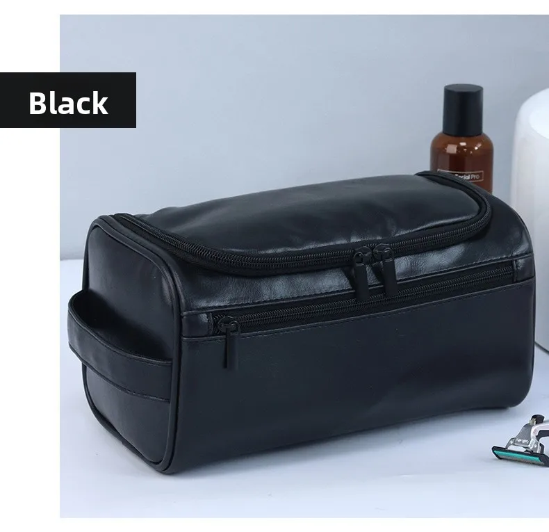 Herren PU Vintage Luxus-Kulturtasche, Reise-Essential, Business-Kosmetiktasche, Make-up-Etui, Herren-Hängeaufbewahrungsorganizer, Waschtaschen – Detail 10