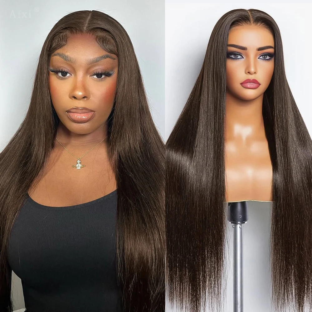 الشوكولاته براون مستقيم الدانتيل الجبهة خصلات الشعر المستعار الإنسان 13x6 الدانتيل الشفاف أمامي باروكة من شعر طبيعي قبل قطعها شعر مستعار بني اللون